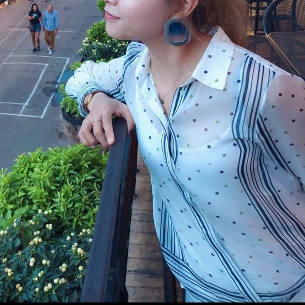 Massimo Dutti Lightweight Mesh Button Up Blouse - image 3